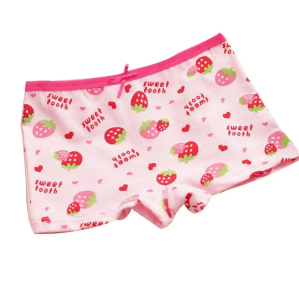 

Лидер продаж 50% Цвет Фул шорты с рисунком клубники на резинке с узлом-бабочкой; Милые зуб Нижнее белье Боксеры для девочки трусы случайный Цв...