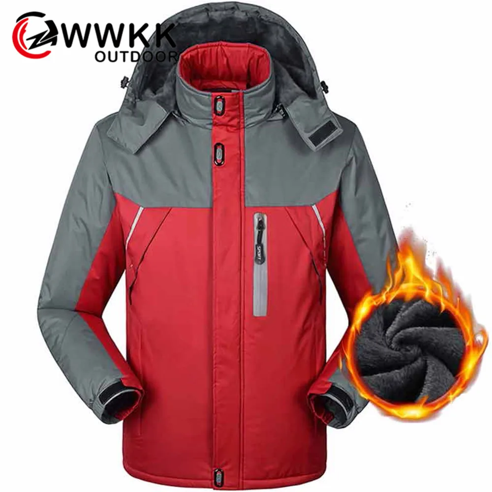 WWKK Мужская зимняя теплая куртка с капюшоном для походов на лыжах мужская