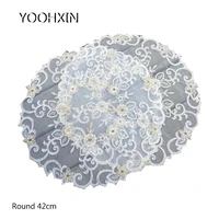 42cm hot round embroidery place table mat cloth lace pad cup mug tea pan doilies coffee coaster wedding dining placemat kitchen