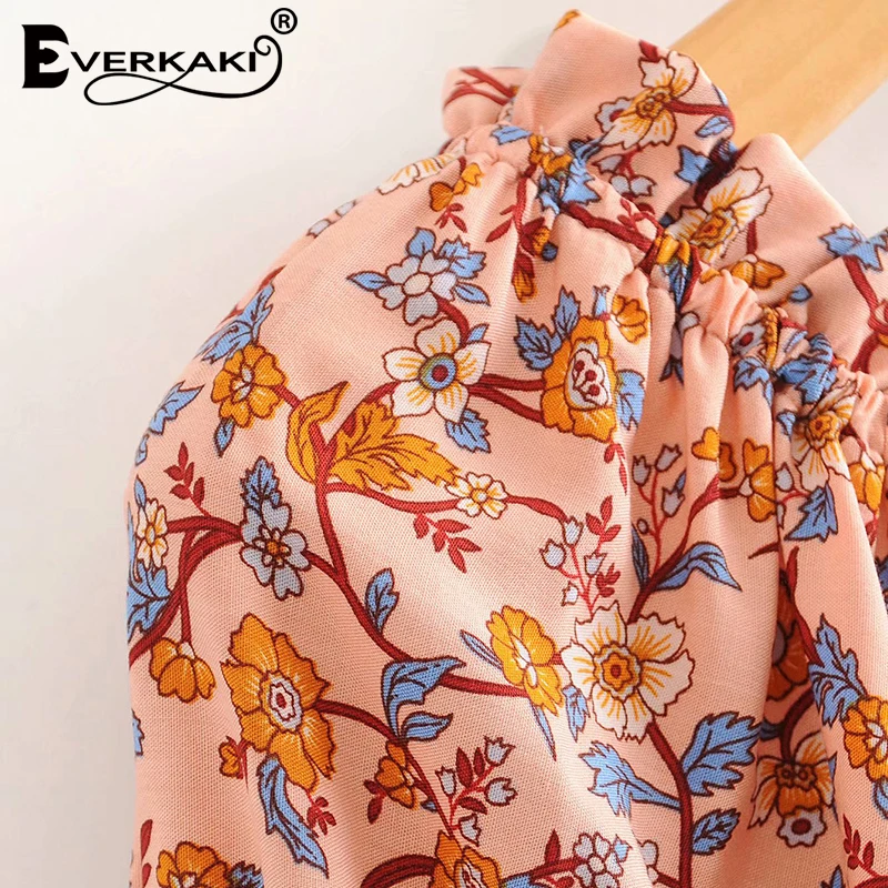 Женская винтажная блузка Everkaki с цветочным принтом в стиле бохо цыганским весна