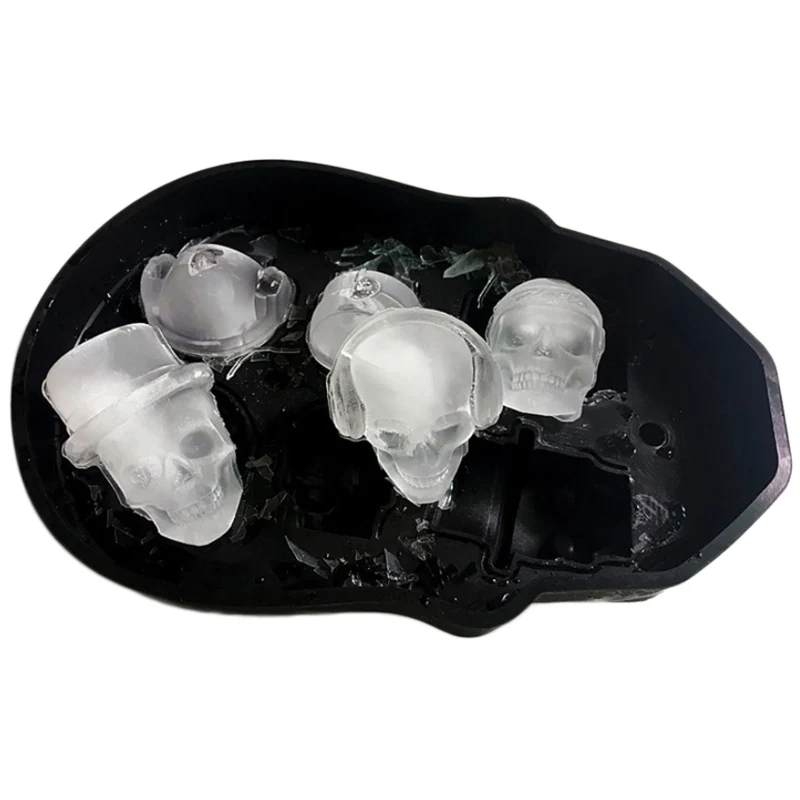 

Household Use, Kitchen Accessories Hot Sale,New 3D Skull Silicone Mold, 6-Cavity DIY Ice Maker,