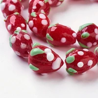 10pcs 3d strawberry fruit handmade lampwork beads spacer loose beads for bracelets necklace earrings diy kawaii jewelry making