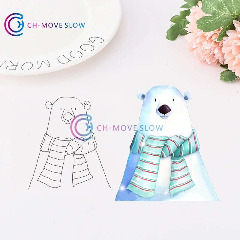 CH Polar Bear прозрачный силиконовый штамп/печать для DIY скрапбукинга/фотоальбома