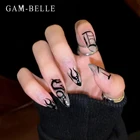 GAM-BELLE черный китайский дракон блеск поддельные ногти Готический длинный миндаль полное искусственное художественное оформление ногтей инструменты для маникюра