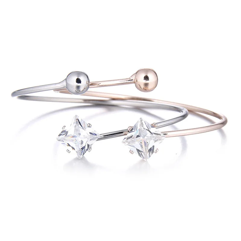 Модные открытые браслеты-манжеты с кристаллами для женщин золотые Серебристый