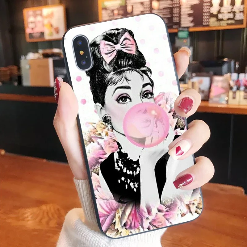 

Audrey Hepburn girls Phone Case For Iphone XR X 8 7 6 plus Fashion Cute Cover Apple XS 11 Pro Max SE2020 hot selling fundas etui