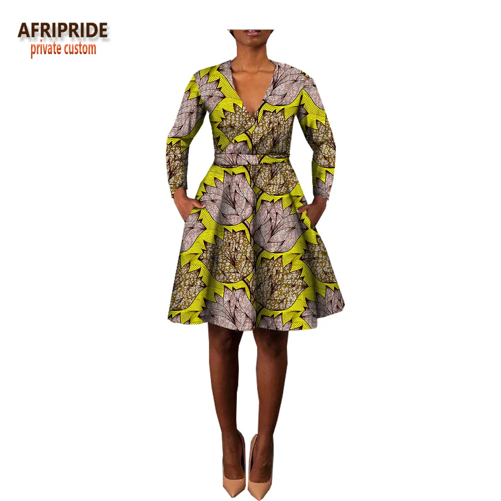 2020 женское платье в африканском стиле весеннее с V образным вырезом и поясом