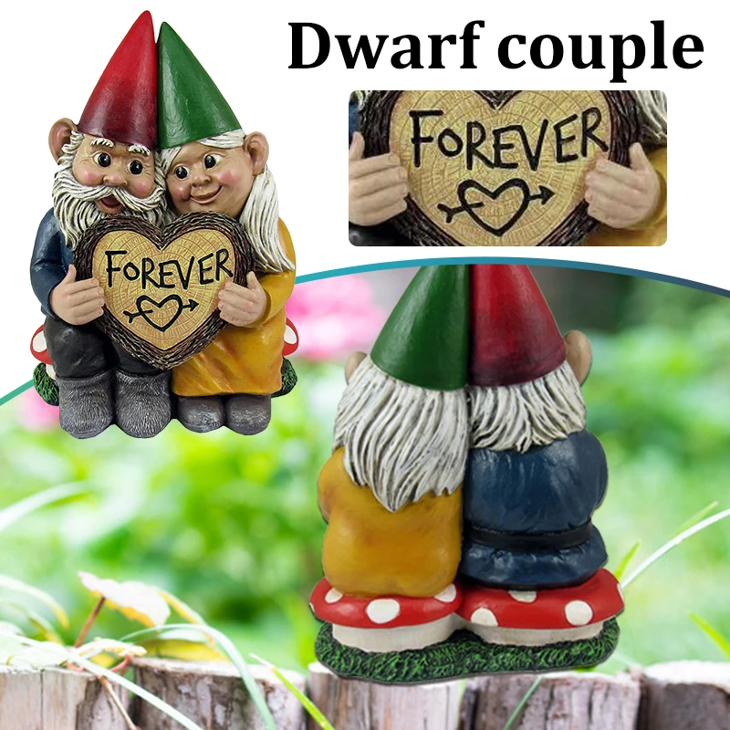 

Dwarf Couple Resin Onaments Love Heart Shaped Statue Indoor Outdoor Figurines Home Dwarf Decoration декоѬ для дома QP2
