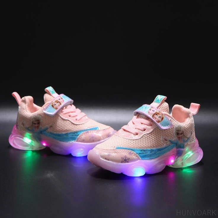 Spring Autumn Frozen Kids Light Shoes Girls Children's Elsa Casual Sneakers Breathable Soft Anti-Slip Running Sports | Детская