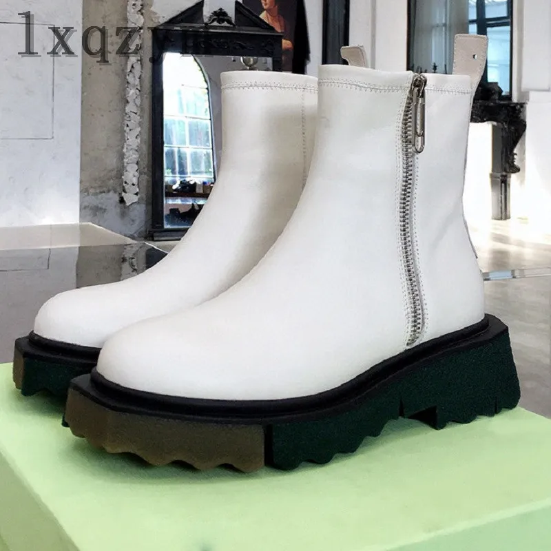

Women's Zip Martin Boots Genuine Leather Autumn Winter New Ladies Ankle Booties Fashion Female Shoes Round Toe Thick Sole Hot