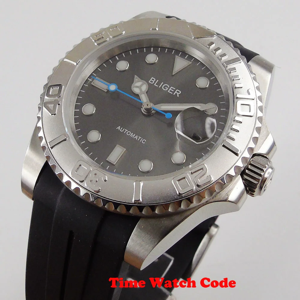 Мужские часы BLIGER с автоматическим перемещением механические черным циферблатом