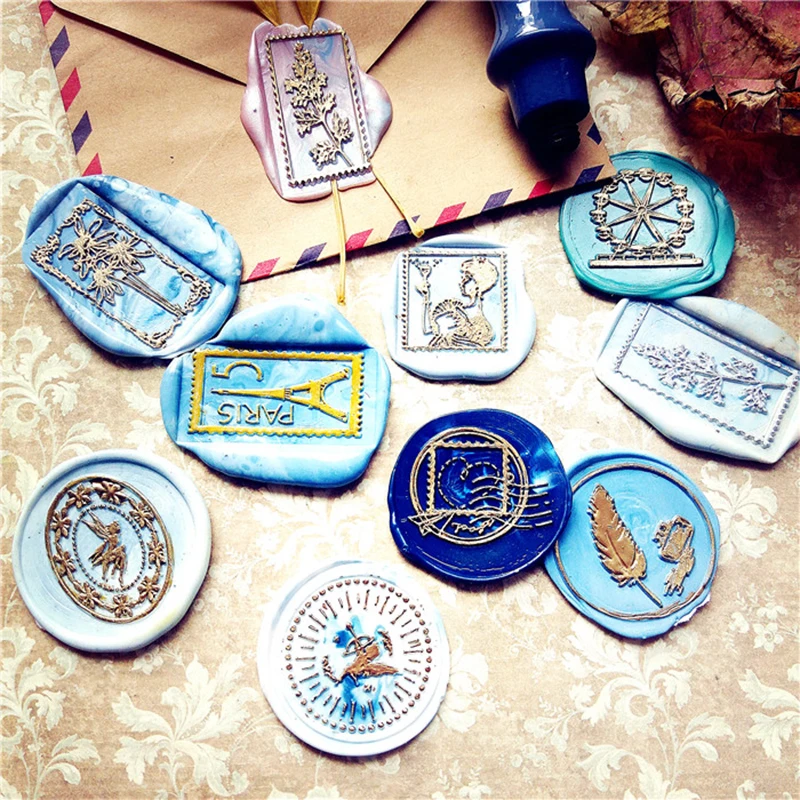 

Cute Feather Pen Wax Seal Wedding Greeting Card Wax Stamp Ferris Wheel Tower DIY Seal Envelope Sealing Accessories