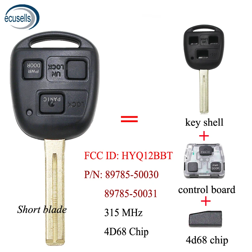 3 кнопки дистанционного ключа 315 МГц 4D68 чип для Lexus ES300 GS300 GS400 IS300 LS400 FCC аддитивного