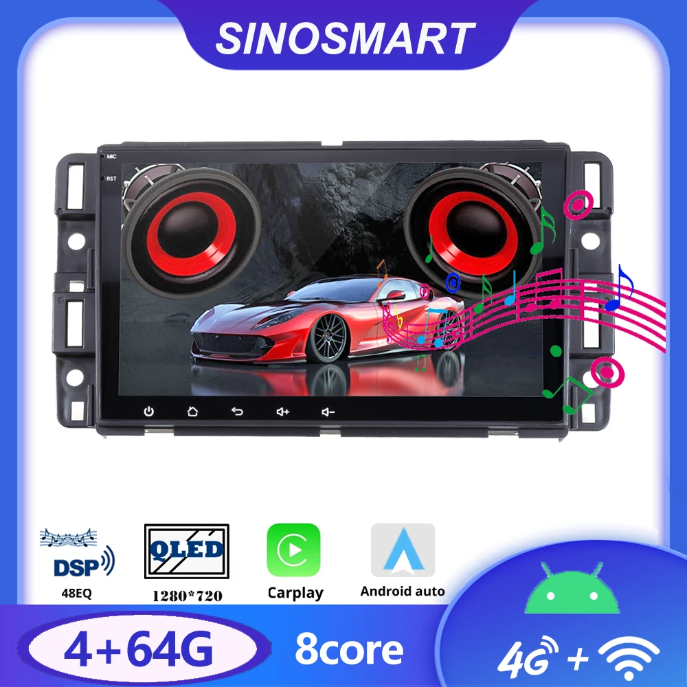 

SINOSMART GPS навигационный плеер для Chevrolet GMC Chevy Yukon Sierra Tahoe Acadia Suburban 2008-2012 8 ядер DSP 48 EQ