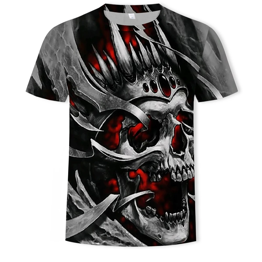 

New Summer Top T-shirt Skull Hand Bone Male Round Neck T-shirt Short Sleeve 3D Printed Death Note T-shirt Street Clothing