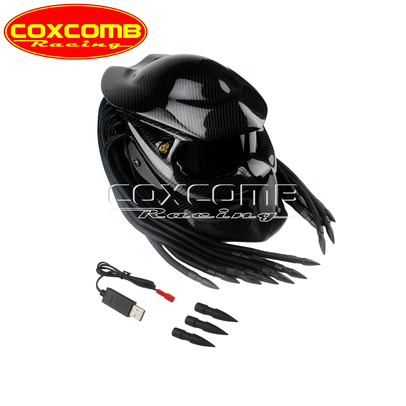 Goede Dot Goedgekeurd Predator Carbon Fiber Helm Sml Xl Xxl Motorcycle Biker Ijzer Volledige Gezicht Capacete Casco Man Universal