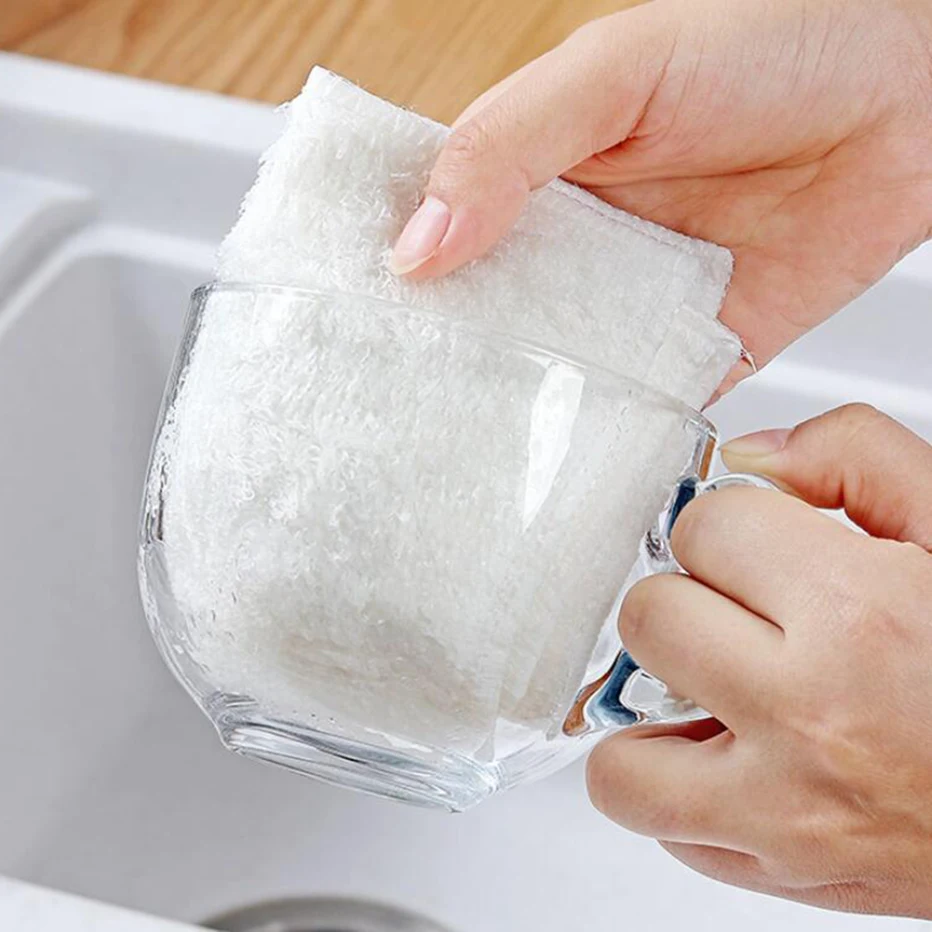 Тряпки из бамбукового волокна сухая и быстросохнущая белая кухонная Мочалка для