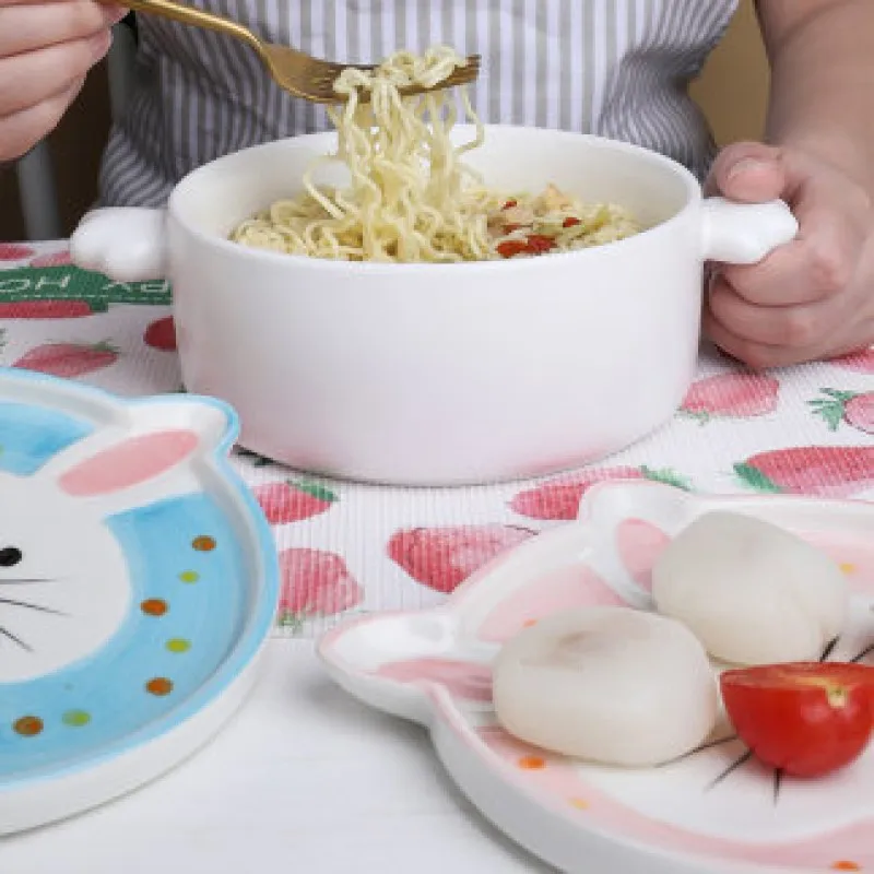 Милая мультяшная керамическая миска с крышкой студенческое общежитие ланч