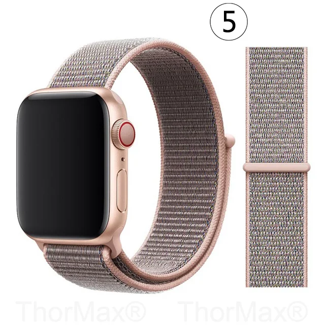Ремешок для часов Apple Watch 4 серии 5 4 3 мягкий легкий дышащий нейлоновый спортивный ремешок 38 мм 42 мм 40 мм 44 мм Ремешки для наручных часов - Цвет ремешка: 5-Pink Sand