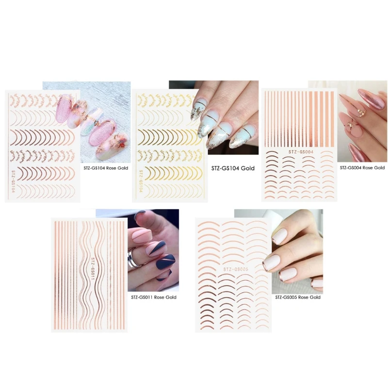 Французский линия лак для ногтей наклейки 3D в полоску самоклеющиеся чередование