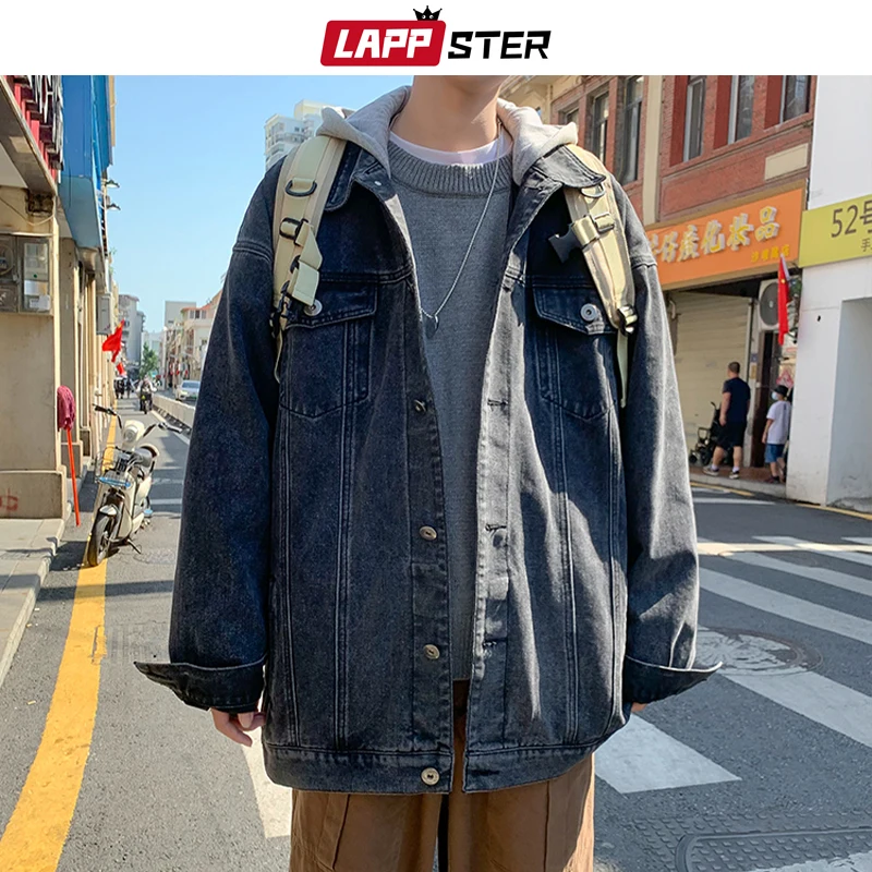 Мужская джинсовая куртка с капюшоном в стиле панк |