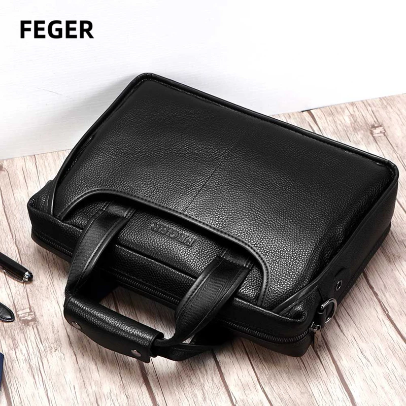 

Сумка мужская с плечевым ремнем, для ноутбука, саквояж кросс-боди из натуральной кожи, цвет черный