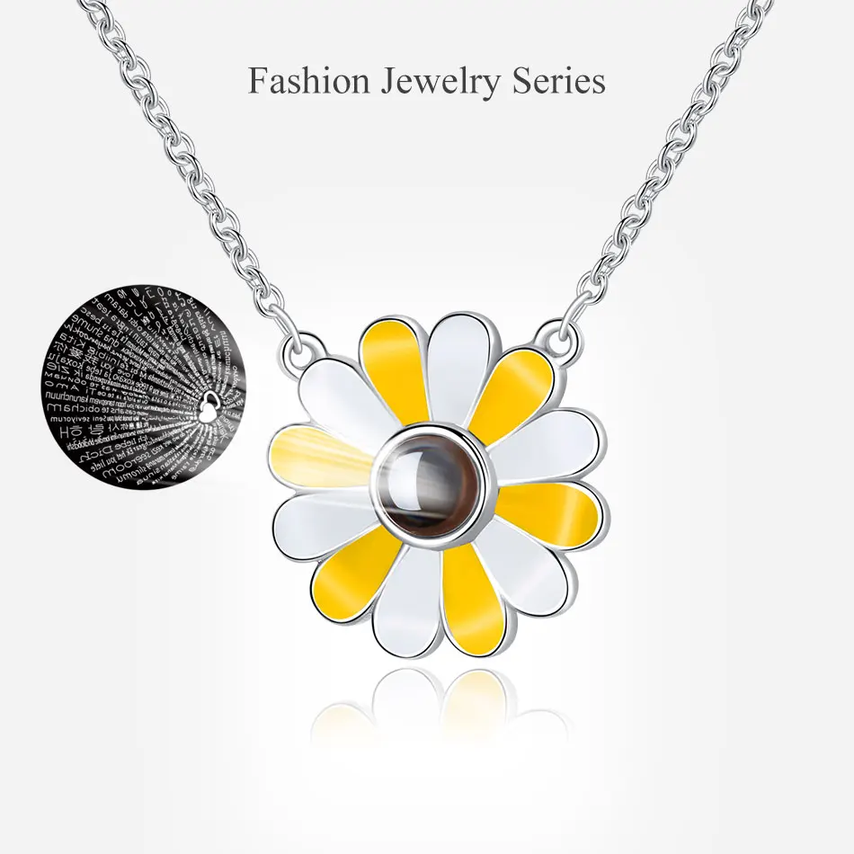 Модное ожерелье из стерлингового серебра 925 пробы с искусственными маргаритками