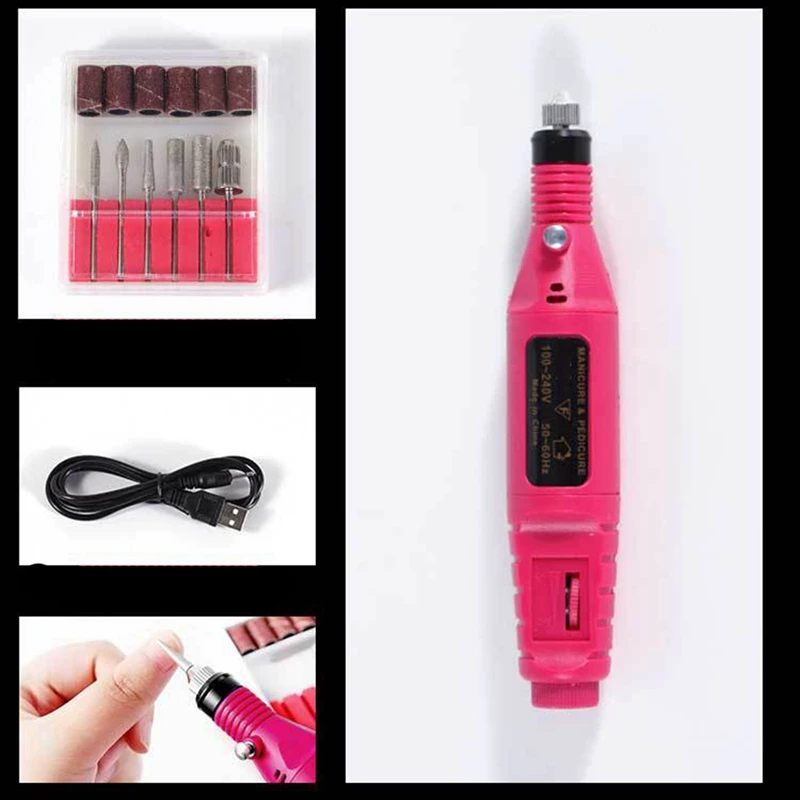 

Nail Art Tool Usb Charging Electric Grinder Polisher Nail Brush Dotting Painting Pen Nail File Manicure Care Home Set