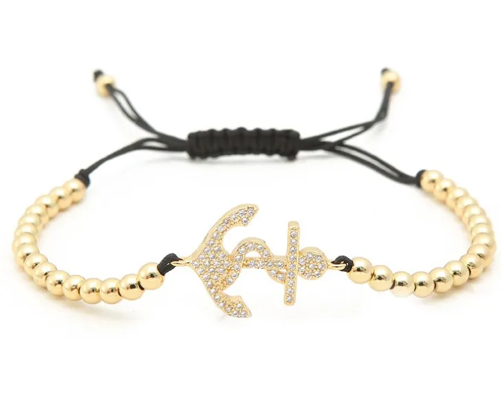 Золотой Серебряный микро проложить cz кубический цирконий Веревка Регулируемый