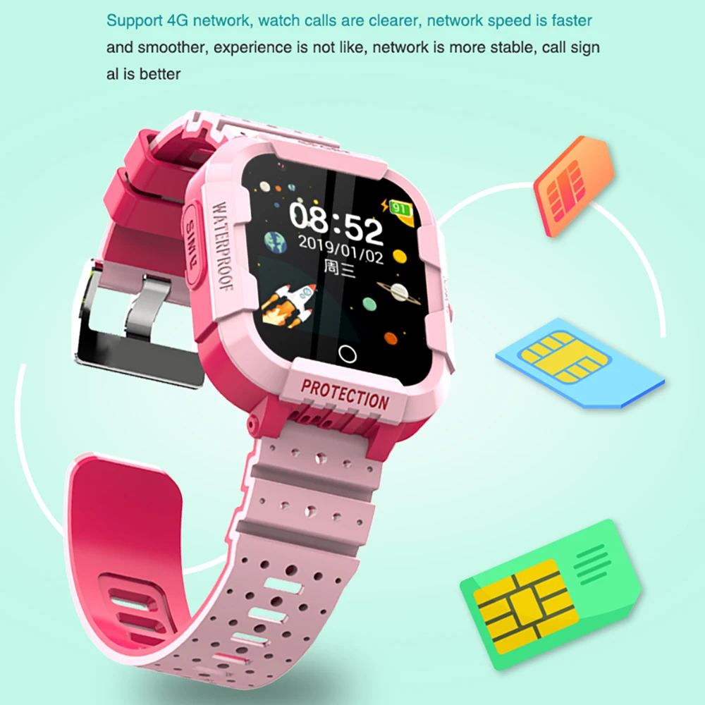 Детские умные часы 4G LTE HD Photo GPS SOS SIM Phone Video Call Waterproof Full Touch Screen Children Smartwatch For IOS Android.