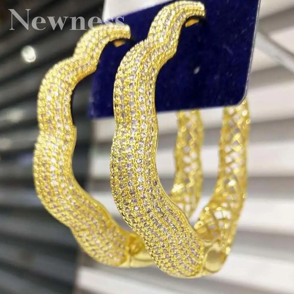 

Новинка, роскошные большие серьги для женщин, три тона, цветные серьги, медный материал, CZ камень, микро серьги, ювелирные изделия