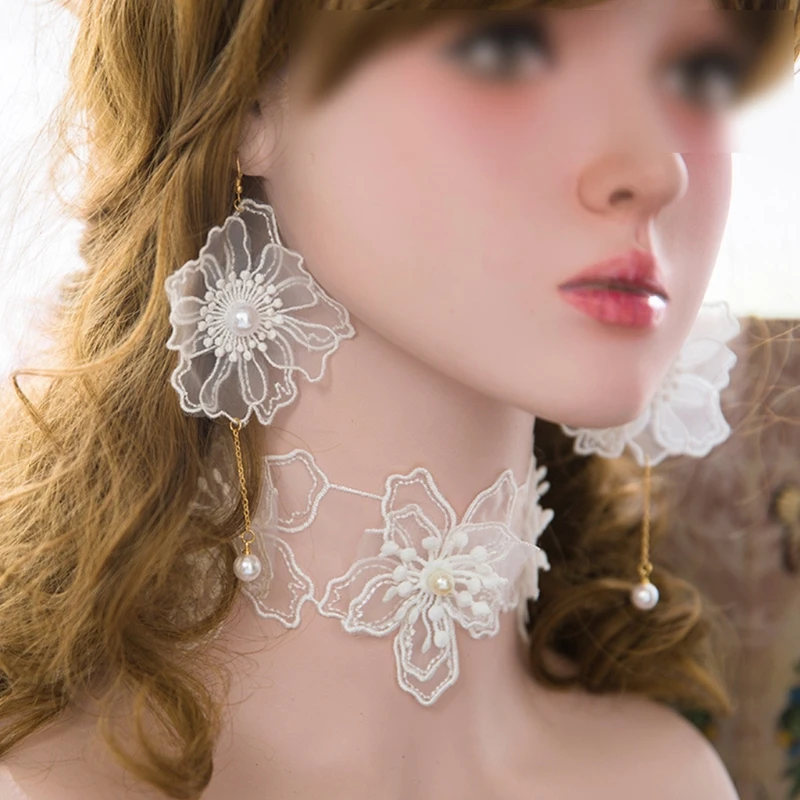 

1Yards Embroidered Lace Vintage Style Beaded Rhinestone Trims Sew on White Mesh Lace Ribbon DIY Handmade Hair Ornament C