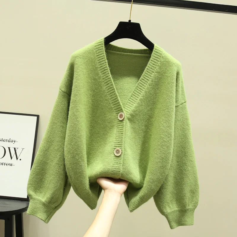 

Spring and autumn college Style Short Knitwear cardigan women's loose Lantern Sleeve Sweater Coat 2020 NEW
