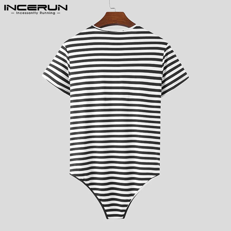 Мужская модная Сексуальная футболка для фитнеса INCERUN 2021 Мужской Полосатый боди