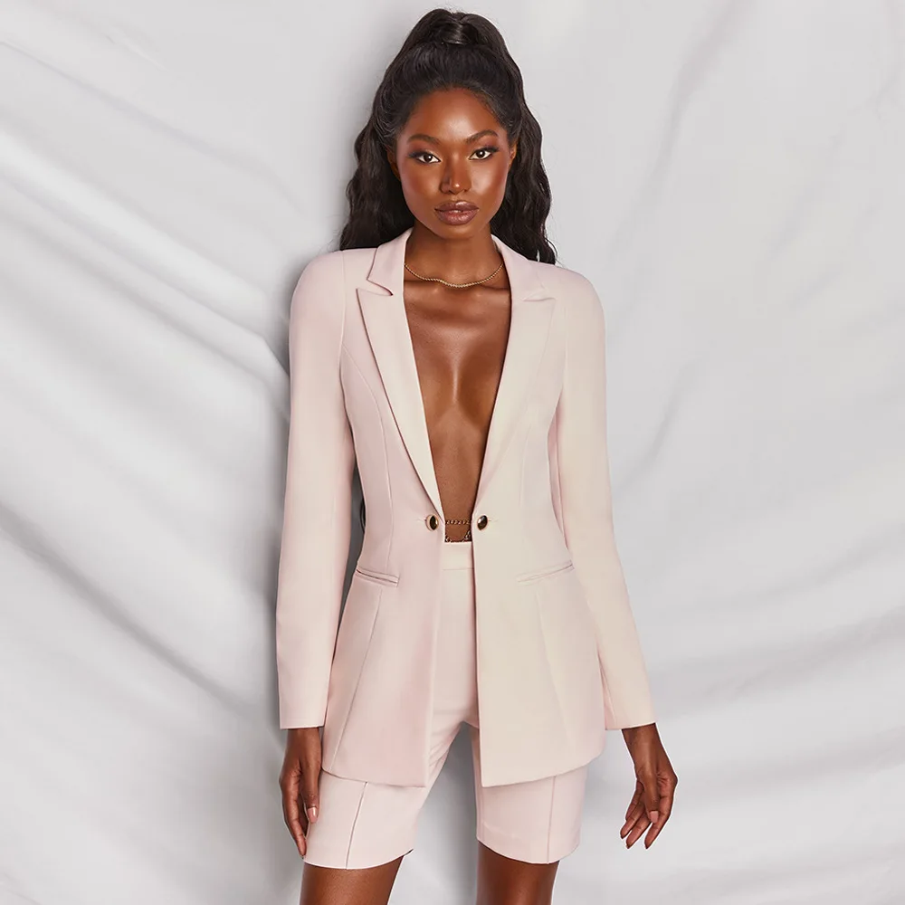 Синий Повседневный официальный костюм Avrilyaan из двух предметов короткий осенний