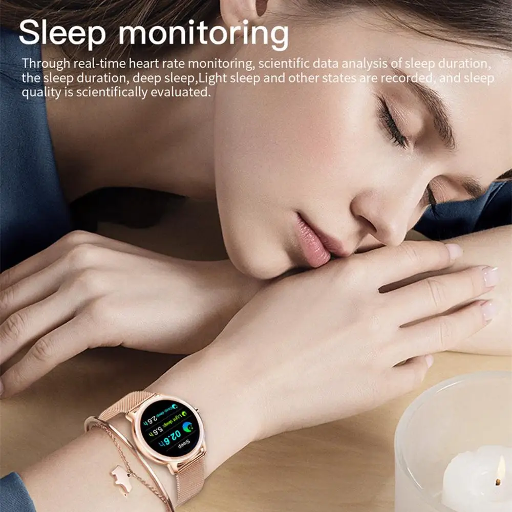 

S06 Fashion Lady Smart Watch Full Touch Round Screen Smartwatch for Woman Heart Rate Monitor For Android and IOS