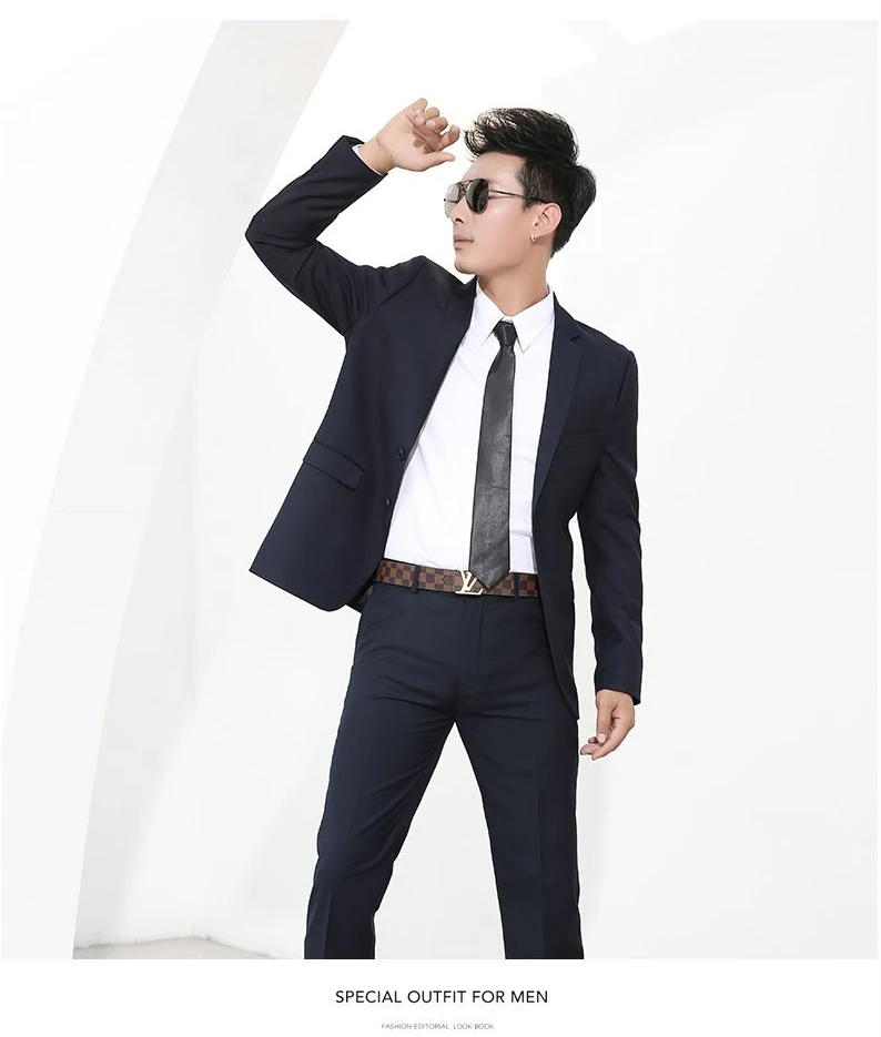Shenrun Men Suits Slim Business Formal Casual Classic Suit Wedding Groom Party Prom Single Breasted Color Black Gray Navy Blue