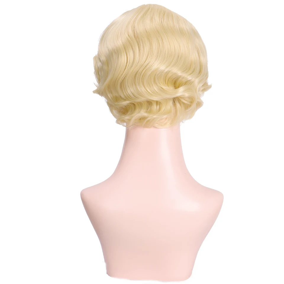 

TALANG Short Curly Wig Synthetic Hair Wigs Blonde Women's Full Wig with Bangs Natural Daily Hair Style