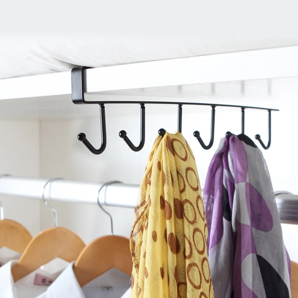 

Wrought Iron Cabinet Compartment Hook Free Nail 6 Even Kitchen Rack Hook Home Organization Wardrobe Storage