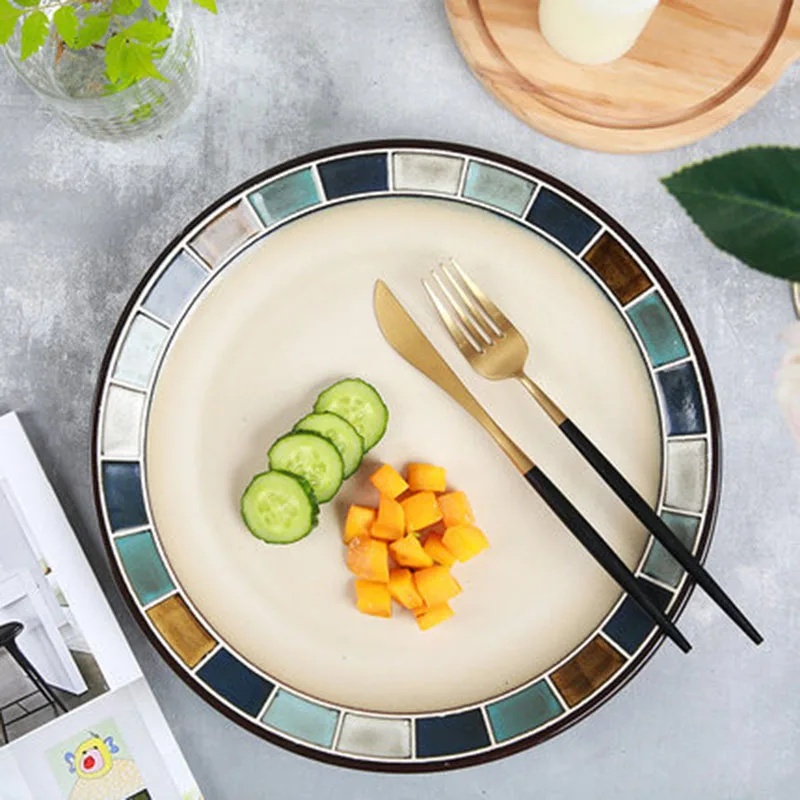 

Plate Vajilla Dinnerware Ceramic Tableware Platos Western Dishes Dessert Plateau Steak Plates Salad Plate Assiette посуда тарелк