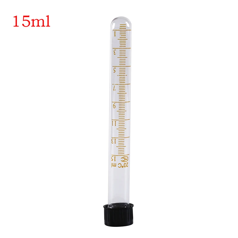 5 мл 10 15 20 шкала линия стеклянная пробирка круглое дно с винтовой крышкой для