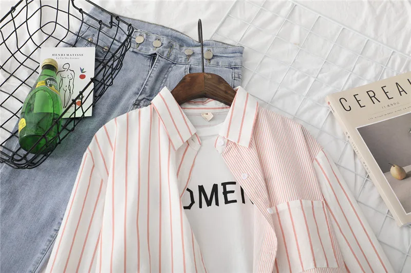 Striped Women Blouses Shirts Tunic Womens Tops 2020 Womenswear Long Sleeve Clothing Button Up Down New Fashion Office Lady Good