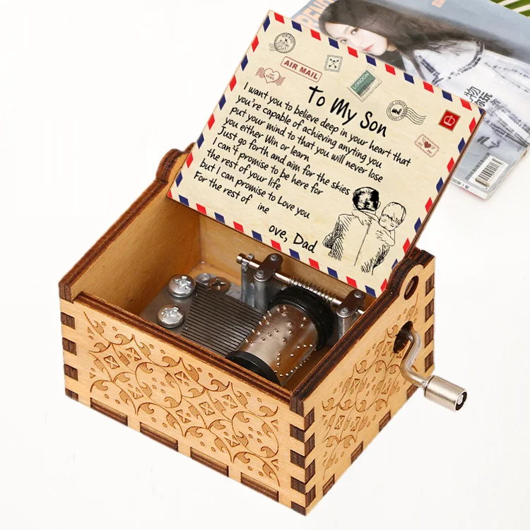 Музыкальная шкатулка с надписью LOVE MOM папа для жены сына дочери деревянная ручка