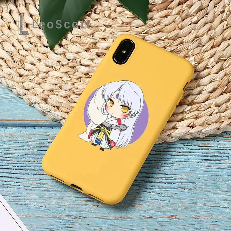 

Anime InuYasha Phone Case Yellow Candy Color for iPhone 11 12 mini pro XS MAX 8 7 6 6S Plus X SE 2020 XR