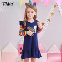 vikita autumn girls dresses long sleeve toddler costume butterfly sequin kids dress for girls cotton children casual dress wear