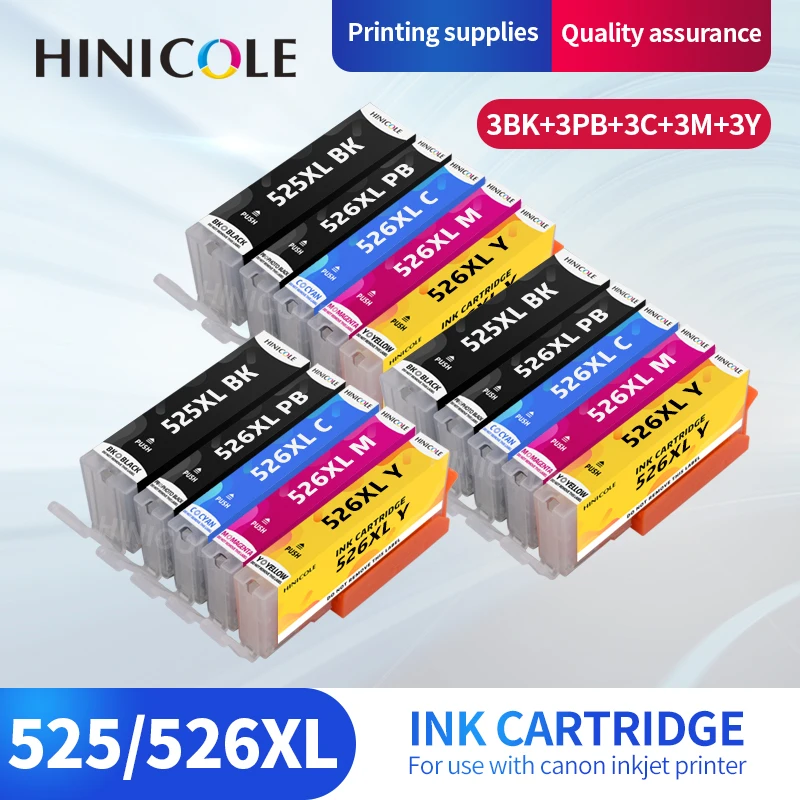 

HINICOLE Compatible PGI525 CLI526 Ink Cartridges For Canon PIXMA IP4850 IX6550 MG5150 MG5250 MX885 MX895 Printers PGI 525 526