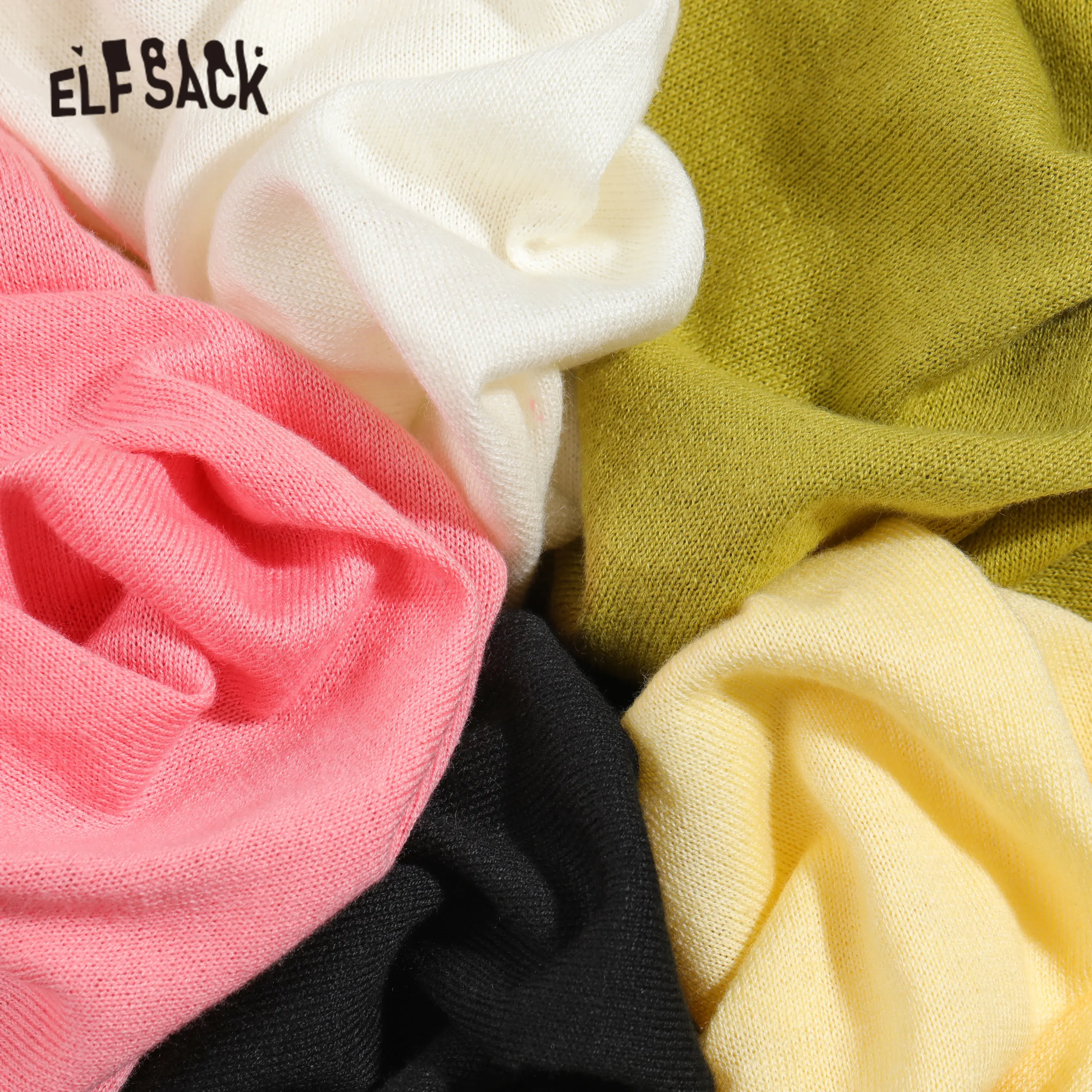 Женская Однотонная футболка ELFSACK белая однотонная Повседневная с короткими