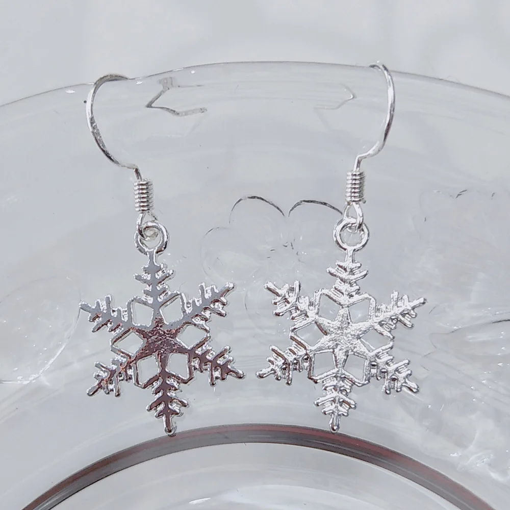 2021 эффектные висячие серьги в виде снежинок для женщин с серебряным покрытием