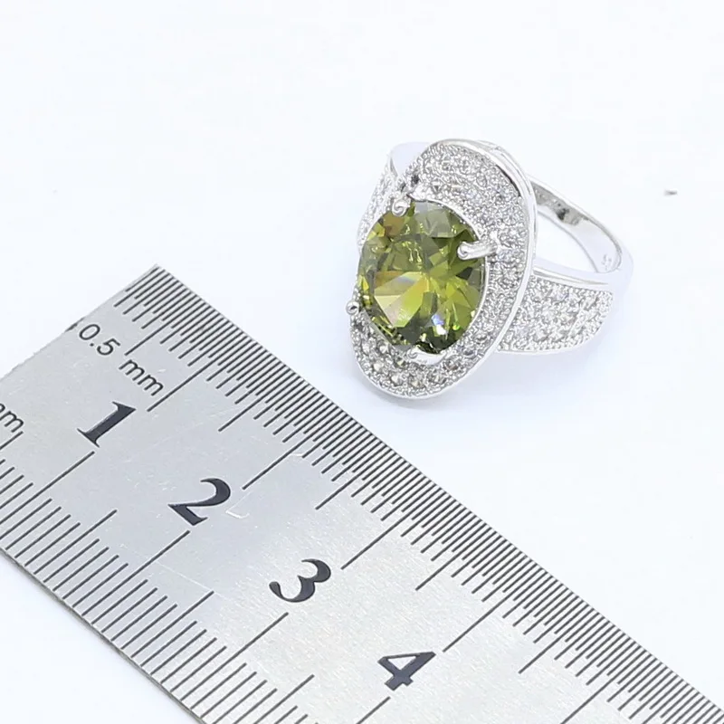 Серебряный цвет Дубай дневной Зеленый Перидот свадебный браслет серьги ожерелье