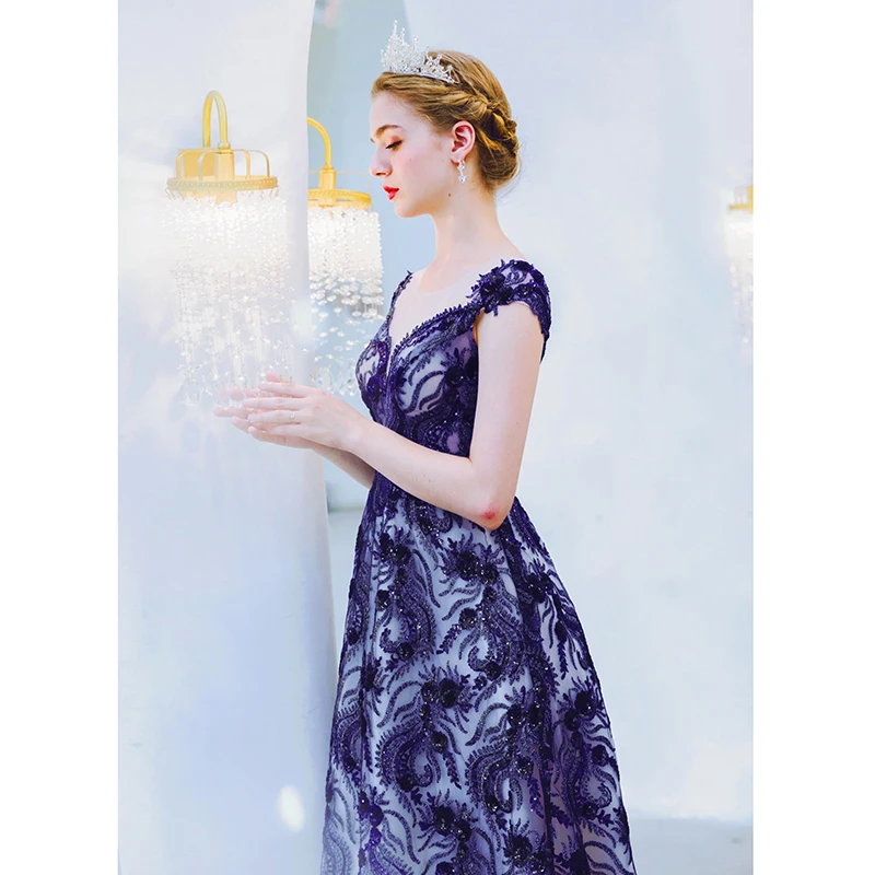 SSYfashion темно синее длинное вечернее платье с v образным вырезом без рукавов длиной